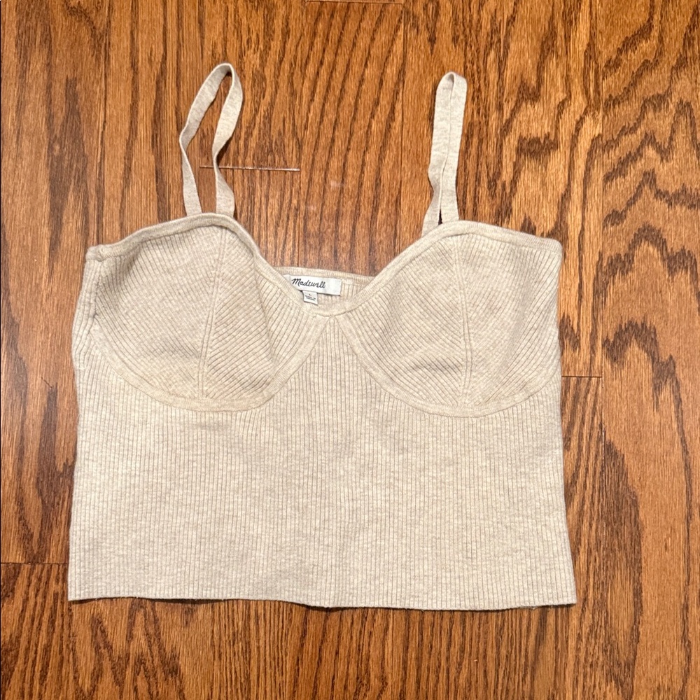 Madewell Cream Ribbed Sweater Top